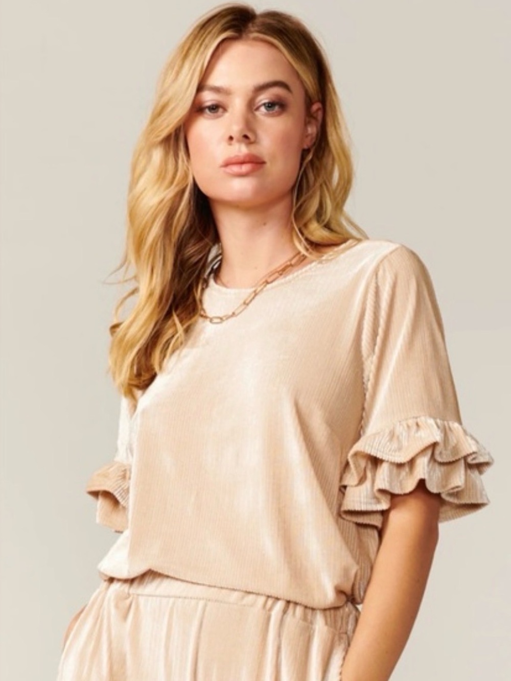 GREYLIN Metallic Ribbed Velvet Top